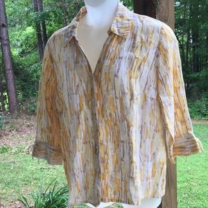 100% Linen JM Collection Size 18W Button Blouse